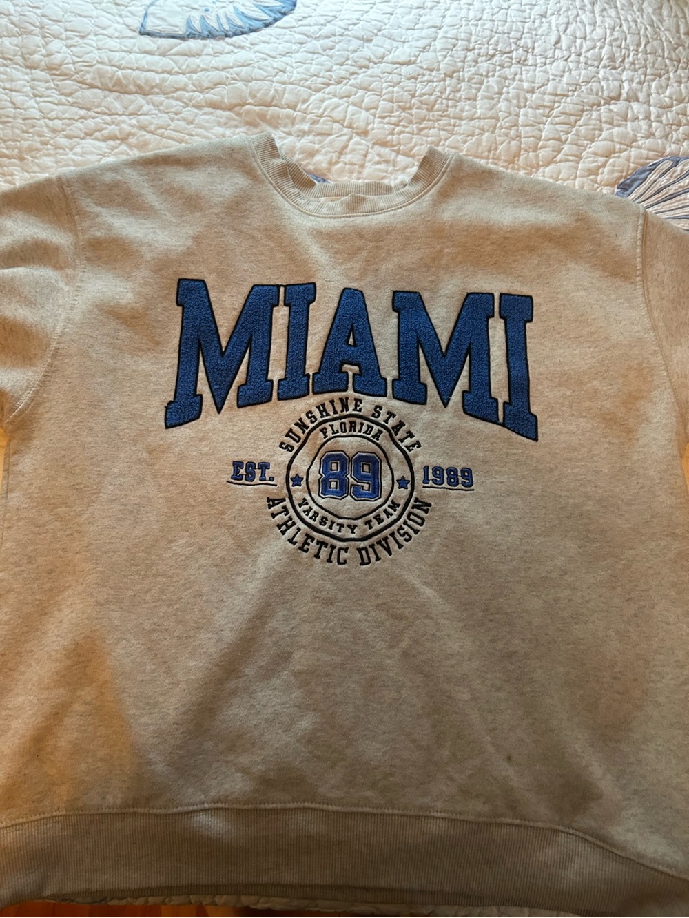 Miami Graphic Crewneck Sweatshirt in gray and Blue